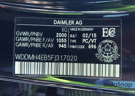 2015 Mercedes-Benz B 250 Sports Tourer z USA, uszkodzony, nr VIN WDDMH4EB5FJ317020